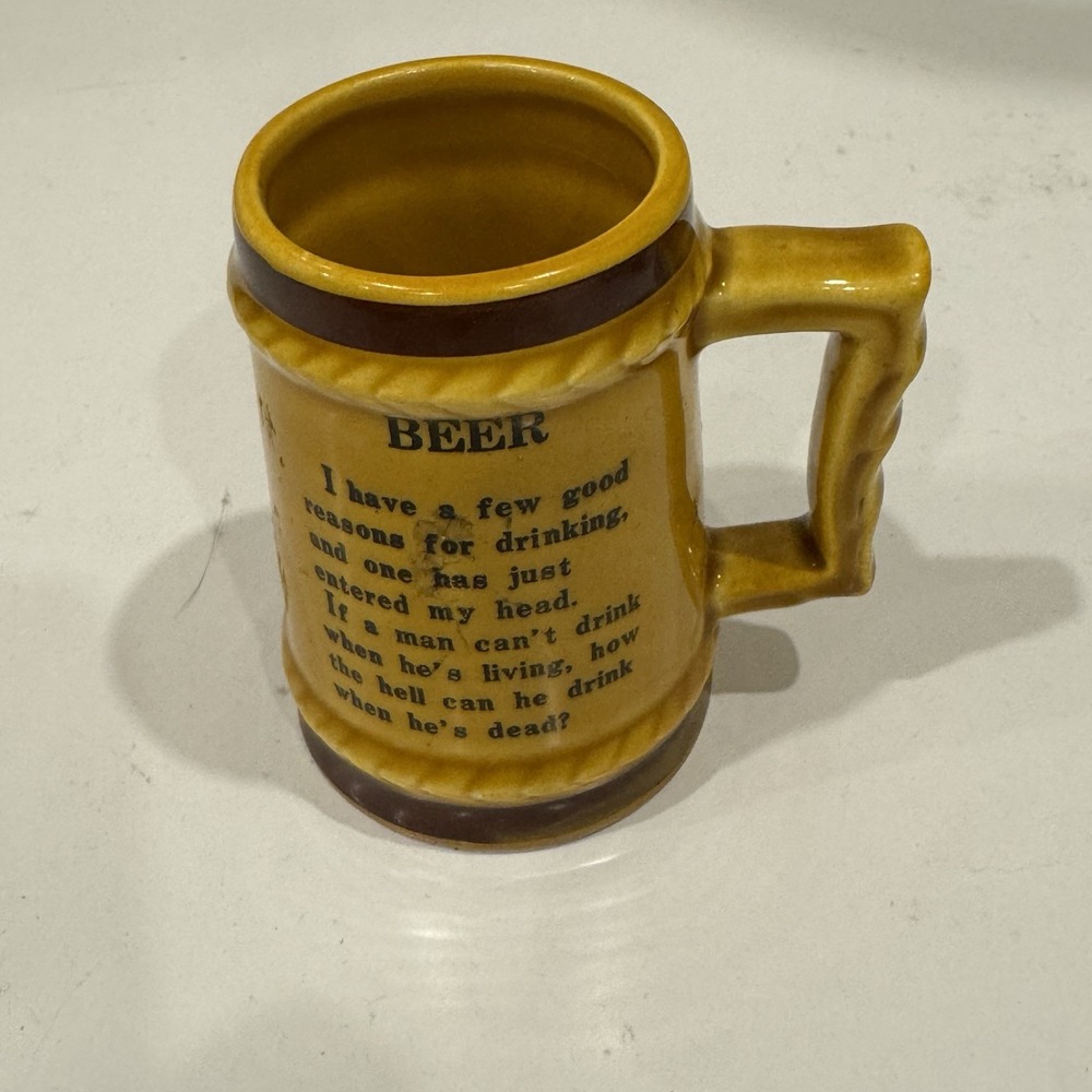 Vintage Beer Stein Shot Glass With Beer Poem Made in Japan